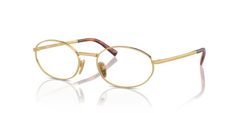 Prada Oval Brillen VPR A57 Gold für Damen