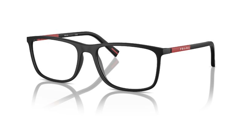 Prada Linea Rossa Rectangle Eyeglasses 0PS 03QV Black for Man